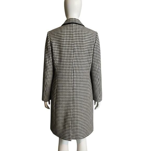 Apostrophe Houndstooth Long Wool Coat Black White Button Front Size 12 - Picture 10 of 11